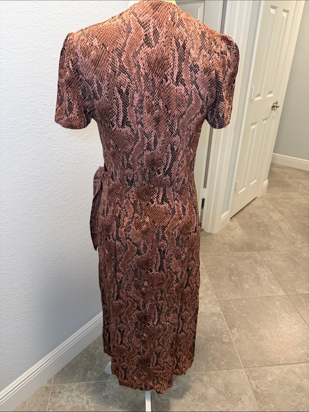 Express Rust Snake-Print Wrap Dress - Picture 2 of 3